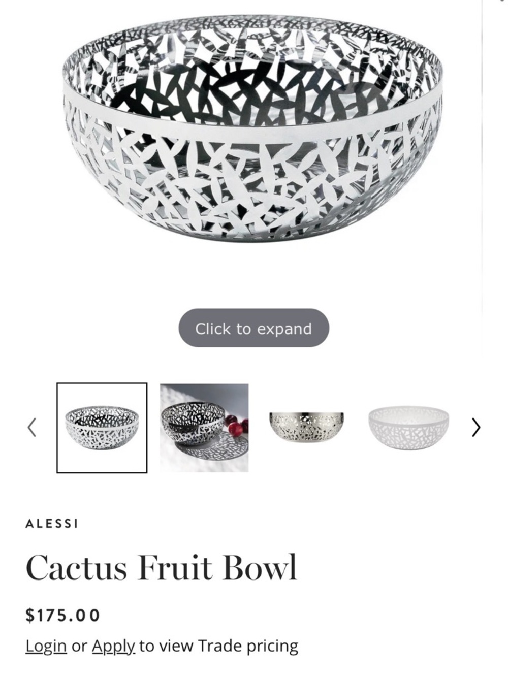 Alessi Stainless Steel Decorative Metal Bowl - Home Art ALESSI Cactus Fruit Bowl - Picture 2 of 8